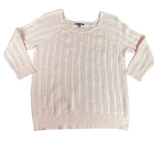 AEO Open Weave Cottagecore Sweater Delicate Pink SM Womens Top Shirt Wool Cotton